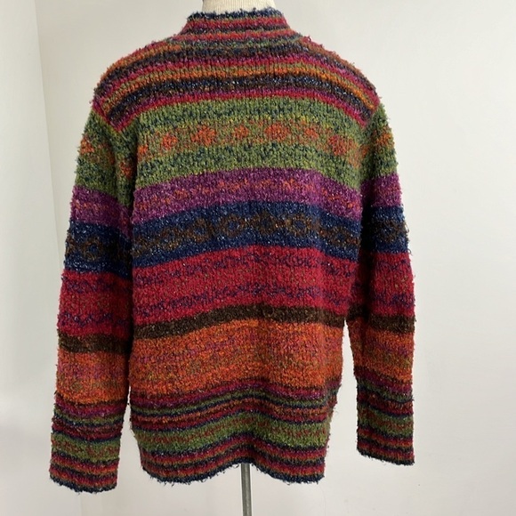 Appleseeds Women’s Size Large Crewneck Cardigan Sweater Multi Color Button Up - Picture 6 of 13